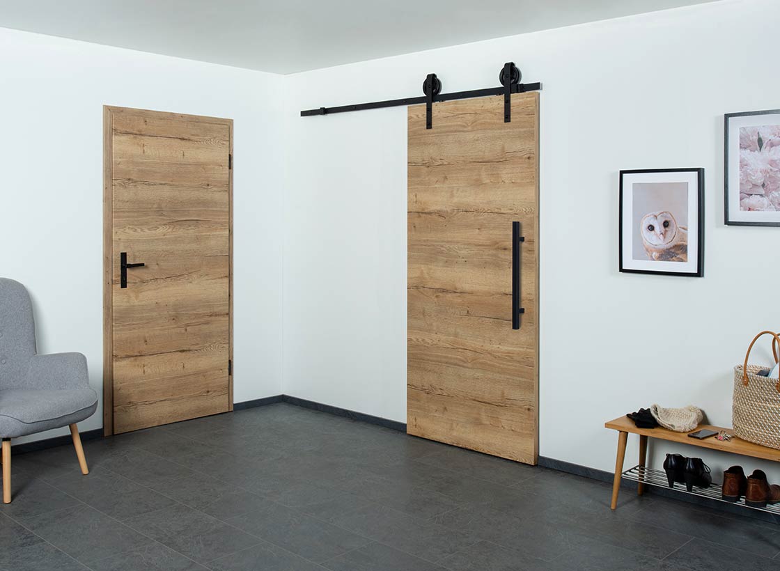 magazin_cpl_eiche-altholz Türe und Schiebetüre CPL Touch Eiche Altholz mit Schiebetürbeschlag Lodge
