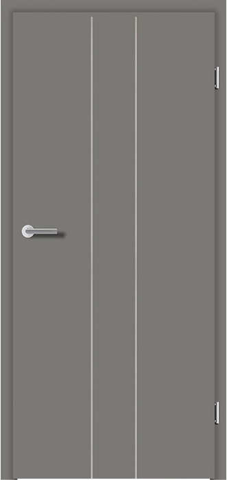 ROYAL-532 in G-TEC® Staubgrau matt 7037 mit Lisenen in Edelstahl-Optik