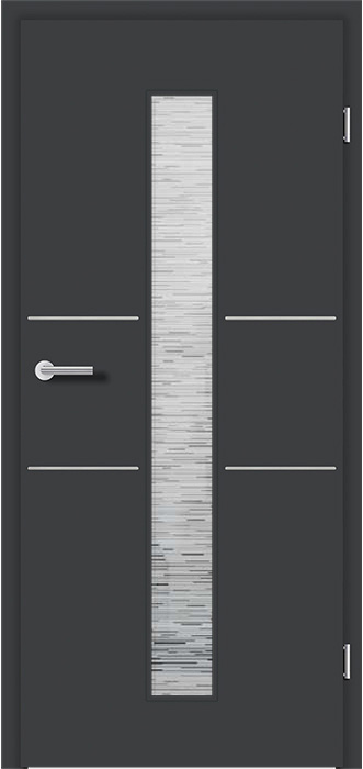 ROYAL-533-LA2 in G-TEC® Anthrazitgrau matt 7016 mit Lisenen in Edelstahl-Optik und Verglasung Diamond Edition Ruby