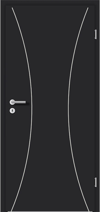 ROYAL-535 in G-TEC® Schwarz matt 9005 mit Lisenen in Edelstahl-Optik