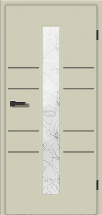 ROYAL-553-LA2 in G-TEC® FeelJade matt CN05 mit Lisenen in Schwarz matt und Verglasung Petali