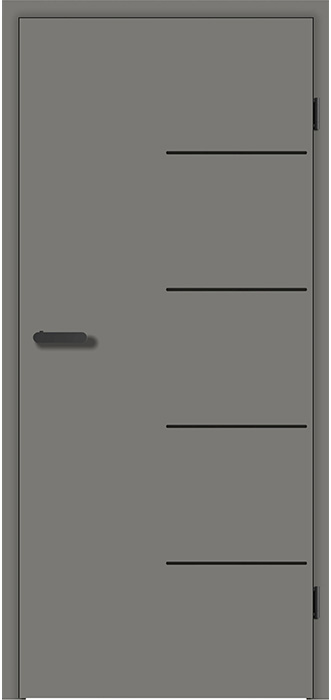 ROYAL-554 in G-TEC® Staubgrau matt 7037 mit Lisenen in Schwarz matt und Premiumkante Schwarz